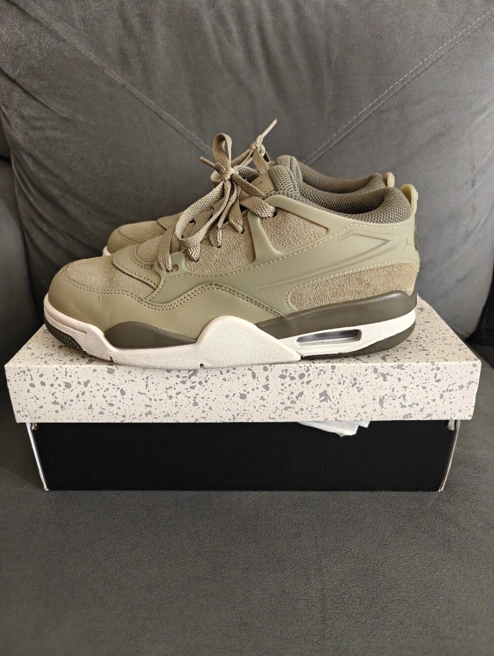 Like New Nike Air Jordan 4 RM Neutral Olive Sneakers Size 6.5